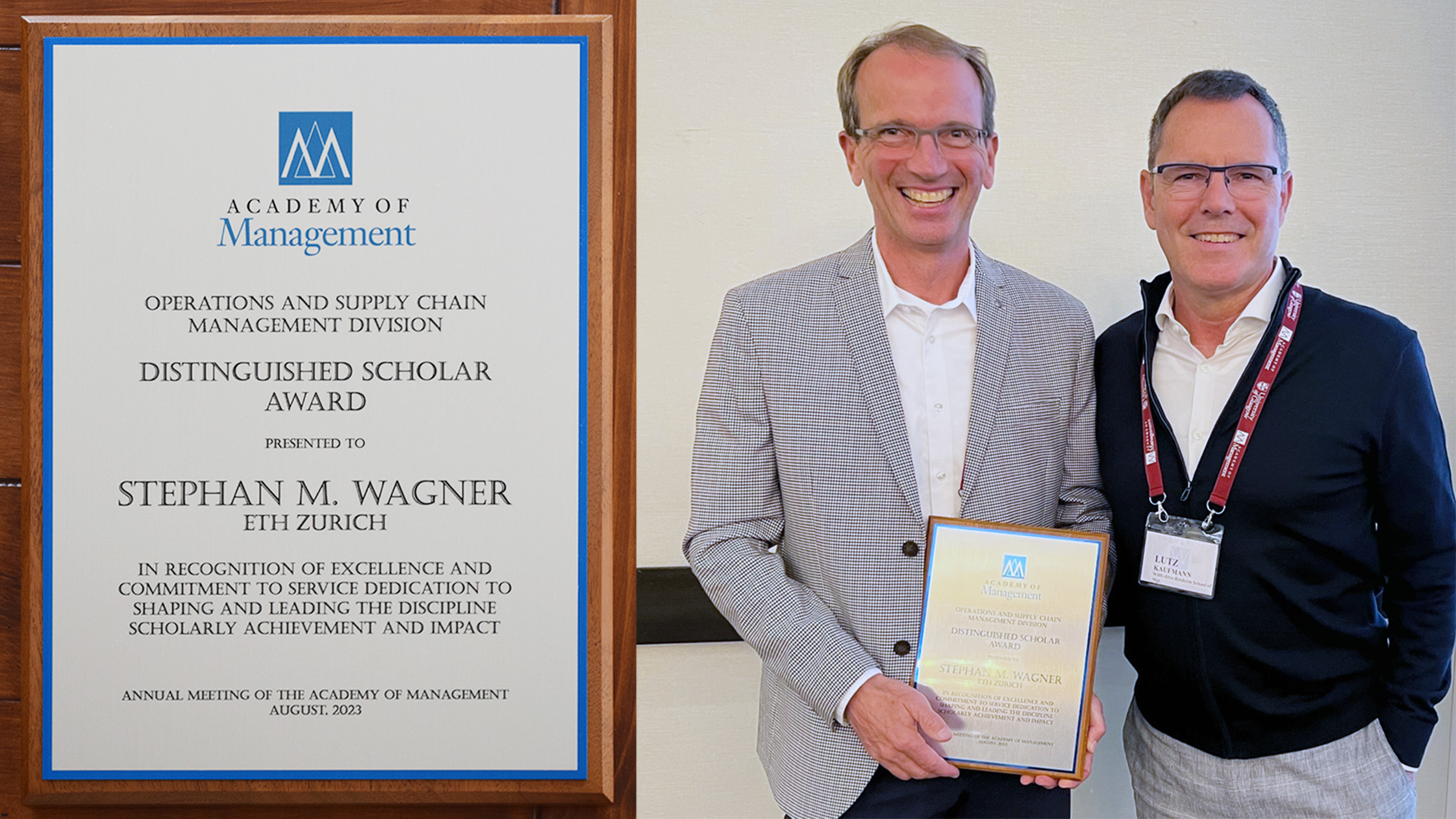 Wagner und Kaufmann an OSCM Distinguished Scholar Award Preisverleihung