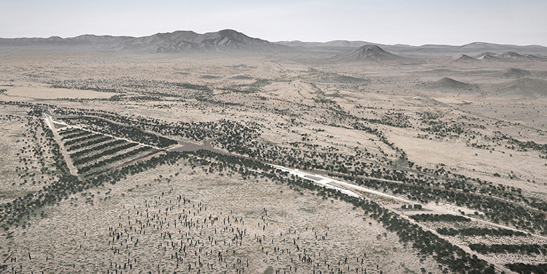 Vergr?sserte Ansicht: Bird’s-eye view of a proposal for a horticultural research institute in the Sonoran Desert