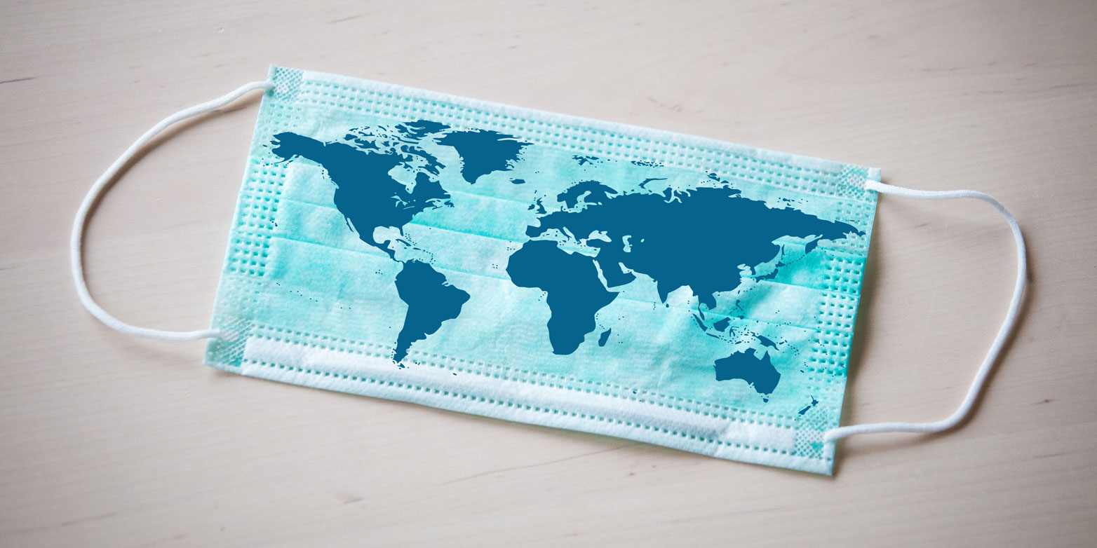 Hygienemaske mit Weltkarte