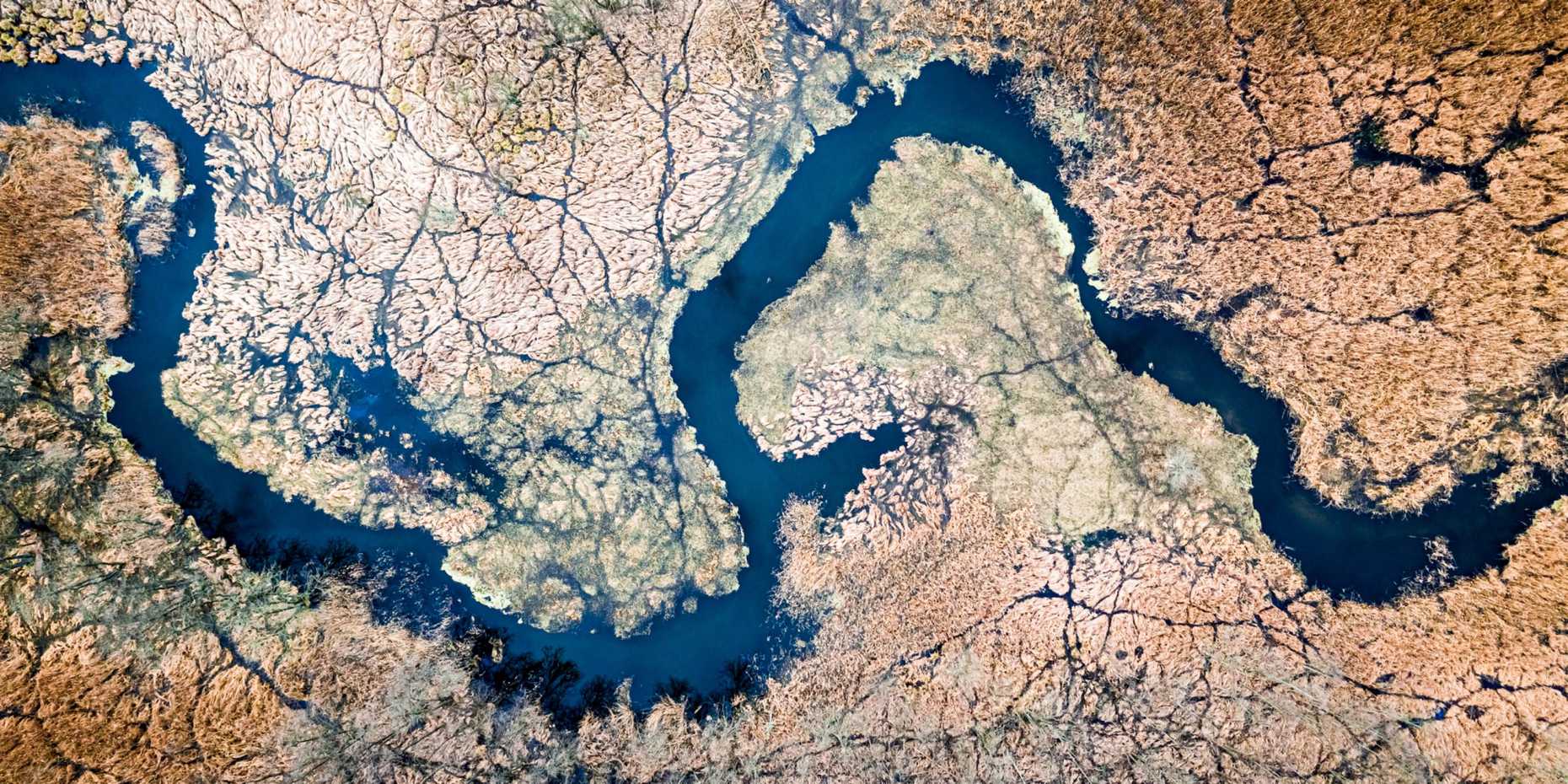 Flussdelta aus der Vogelperspektive