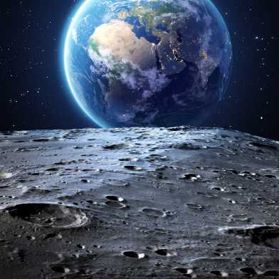 Die Erde, vom Mond aus betrachtet