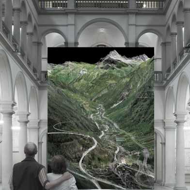 Digitales Landschaftsmodell des Gotthards.