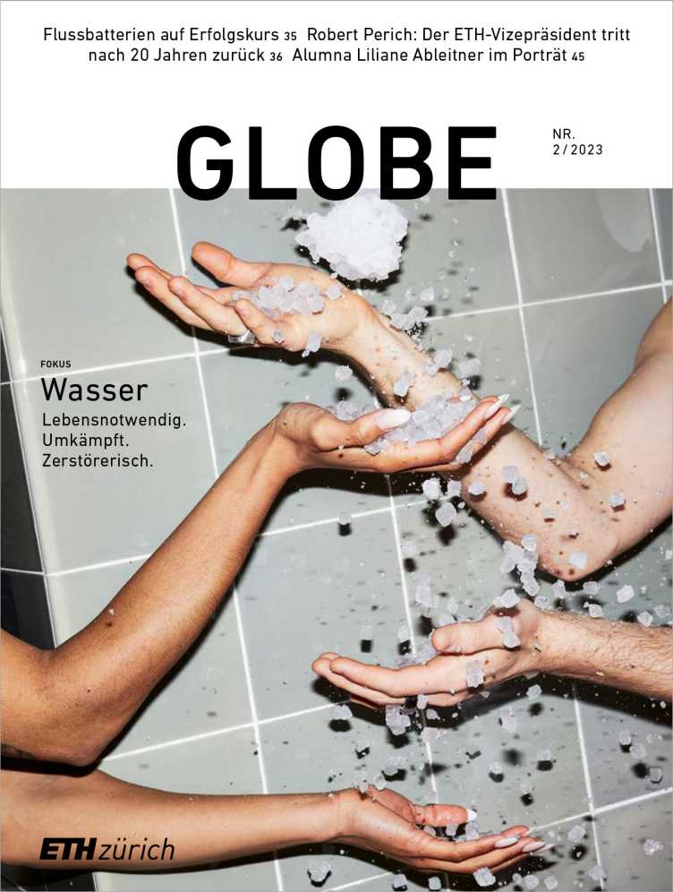 Globe 23/02 Titelblatt: Vier Arme spielen mit Eiswürfeln