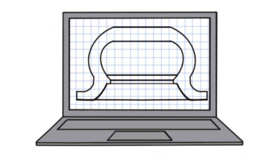 Vergr?sserte Ansicht: Grafik (im Comicstil) eines Laptops auf dessen Desktop eine vereinfachte Darstellung des Saugnapfs erkennbar ist.