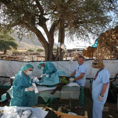 Menschen versorgen einen Patienten im Sudan