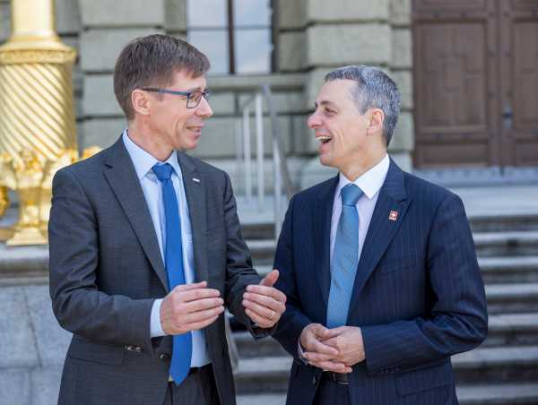 ETH President Jo?l Mesot in conversation with President Ignazio Cassis